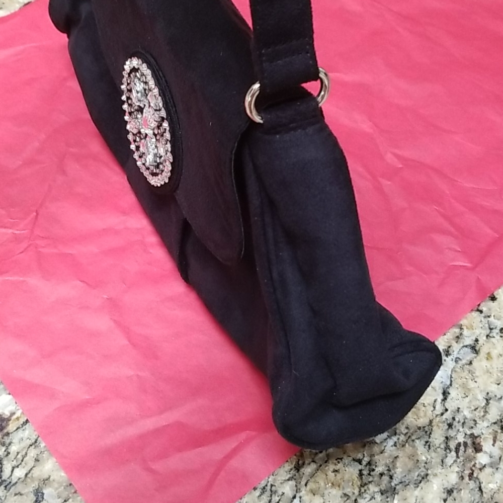 Victoria Secret Black Velvet Sparkle Accent Purse - Picture 9 of 9